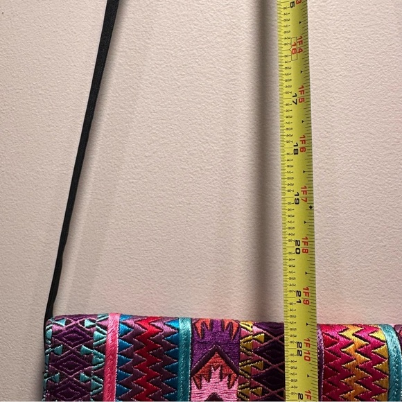 Ethnic Boho Large Clutch Suede Wristlet Bag Handmade Embroidery Tassels Indi NEW - Picture 12 of 16